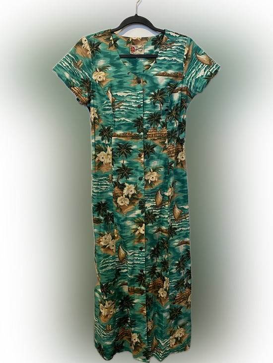 Hilo Hattie Dresses & Skirts - Hilo Hattie Tropical Teal Hawaiian Button-Front Dress